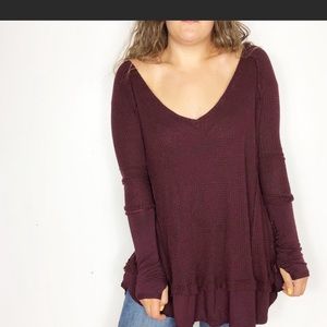 We The /Free People Laguna Maroon Thermal Sz M GUC